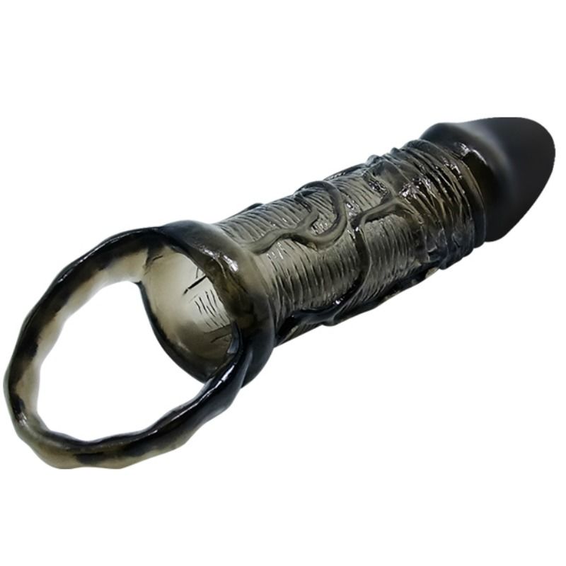 BAILE - COPERTURA ESTENSORE PENE CON CINTURINO PER TESTICOLI NERO 13.5 CM – Copri pene con estensione – foto 3