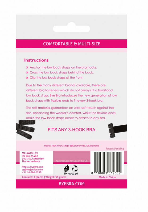 BYE-BRA - ADATTATORE PER REGGISENO APERTO SULLA SCHIENA NERO & BIANCO – Accessori Reggiseni – foto 3