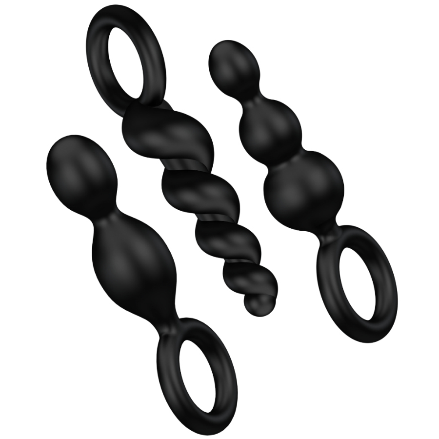 SATISFYER - SET 3 PZ TAPPI ANAL NERO – Tappi anali