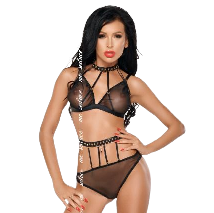 ME-SEDUCE - DOTTY SET DUE PEZZI NERO S/M – Insieme sexy della biancheria