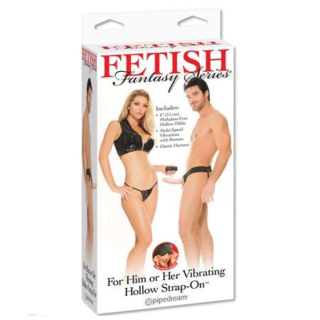FETISH FANTASY SERIES - IMBRACATURA VIBRANTE FETISH HOLLOW PER LUI E LEI NATURALE 14CM – Estensore del pene con imbracatura
