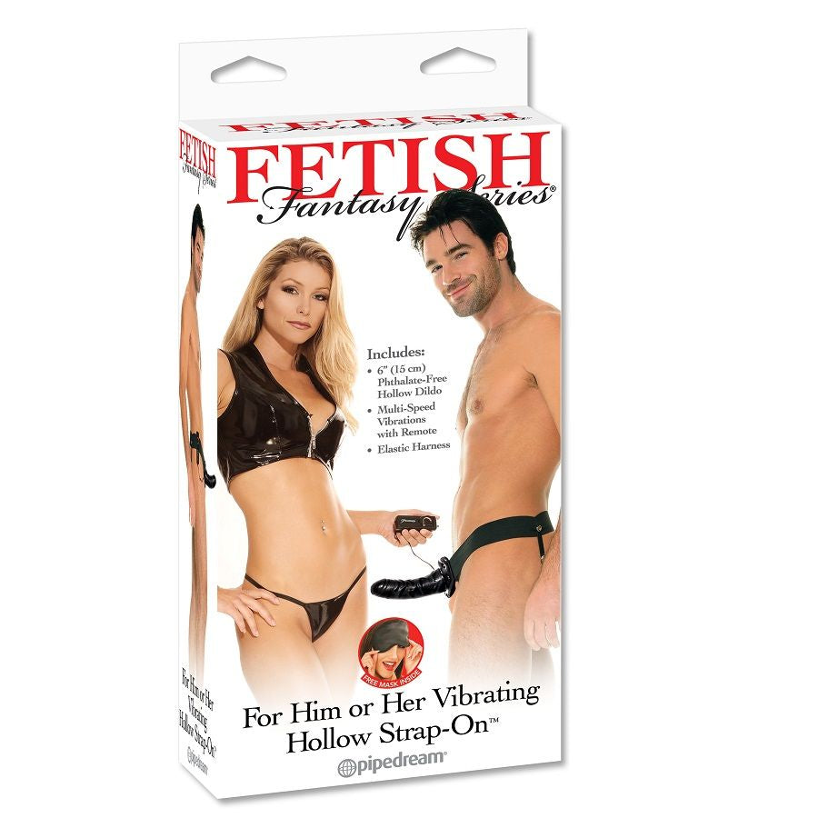 FETISH FANTASY SERIES - STRAP-ON CAVO VIBRANTE PER LEI O LUI NERO – Estensore del pene con imbracatura