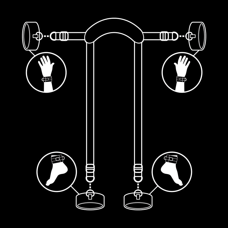 FETISH SUBMISSIVE - POSIZIONE MASTER CON 4 MANETTE RIVESTITE IN NOPRENE – Sistemare le manette – foto 4