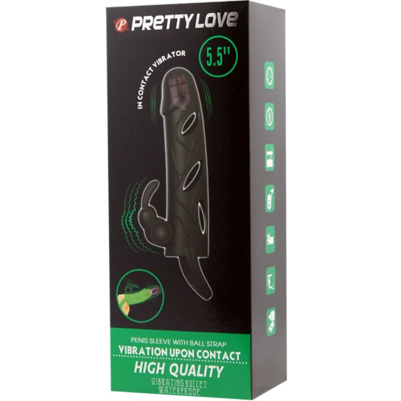PRETTY LOVE - COPERTURA IN SILICONE CON VIBRAZIONE 14 CM 2.0 – Copri pene con estensione – foto 8