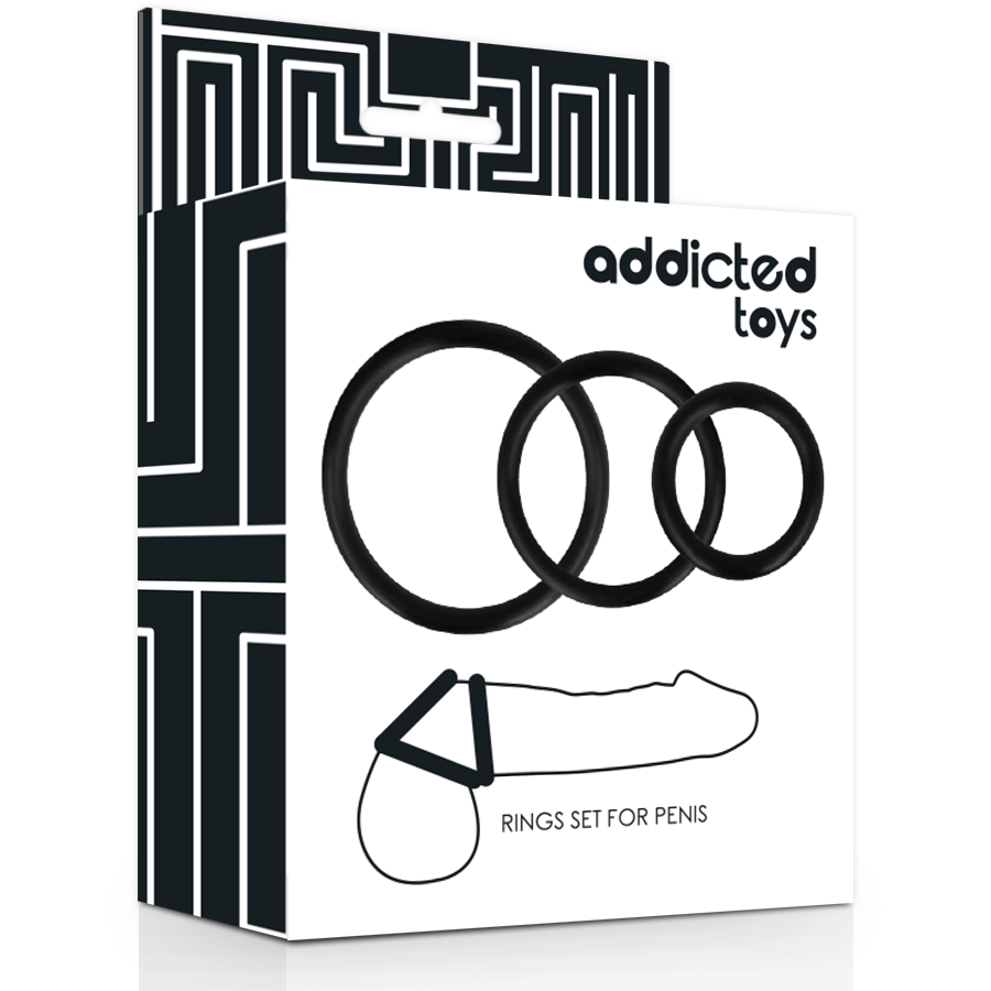 ADDICTED TOYS - SET DI ANELLI PER PENE NERO – Cockring senza vibrazione – foto 3