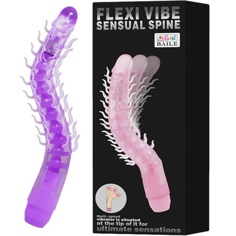 BAILE - DILDO VIBRANTE FLESSIBILE SENSUAL SPINE FLEXI VIBE LILLA 23.5 CM – Rotatori vibranti – foto 3