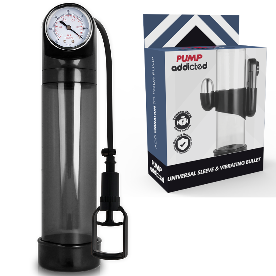 PUMP ADDICTED - POMPA PER L'EREZIONE RX9 NERA CON VIBRATORE – Pompa per l'ingrandimento del pene