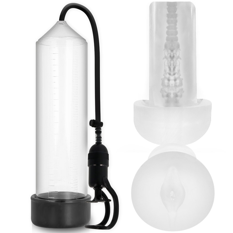 PUMP ADDICTED - RX5 TRASPARENTE CON MASTURBATORE – Pompa per l'ingrandimento del pene