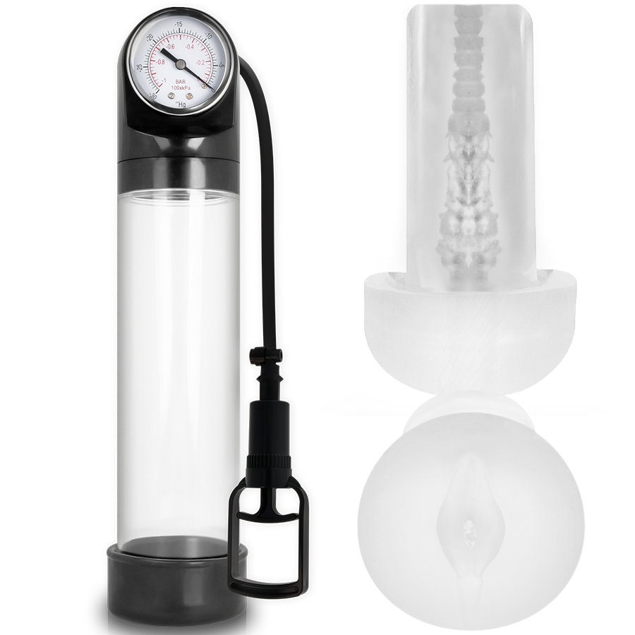 PUMP ADDICTED - RX9 TRASPARENTE CON MASTURBATORE – Pompa per l'ingrandimento del pene