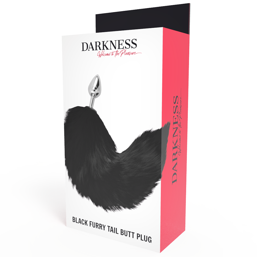 DARKNESS - PLUG ANALE ARGENTO 8 CM CON CODA NERA – Tappi anali – foto 4