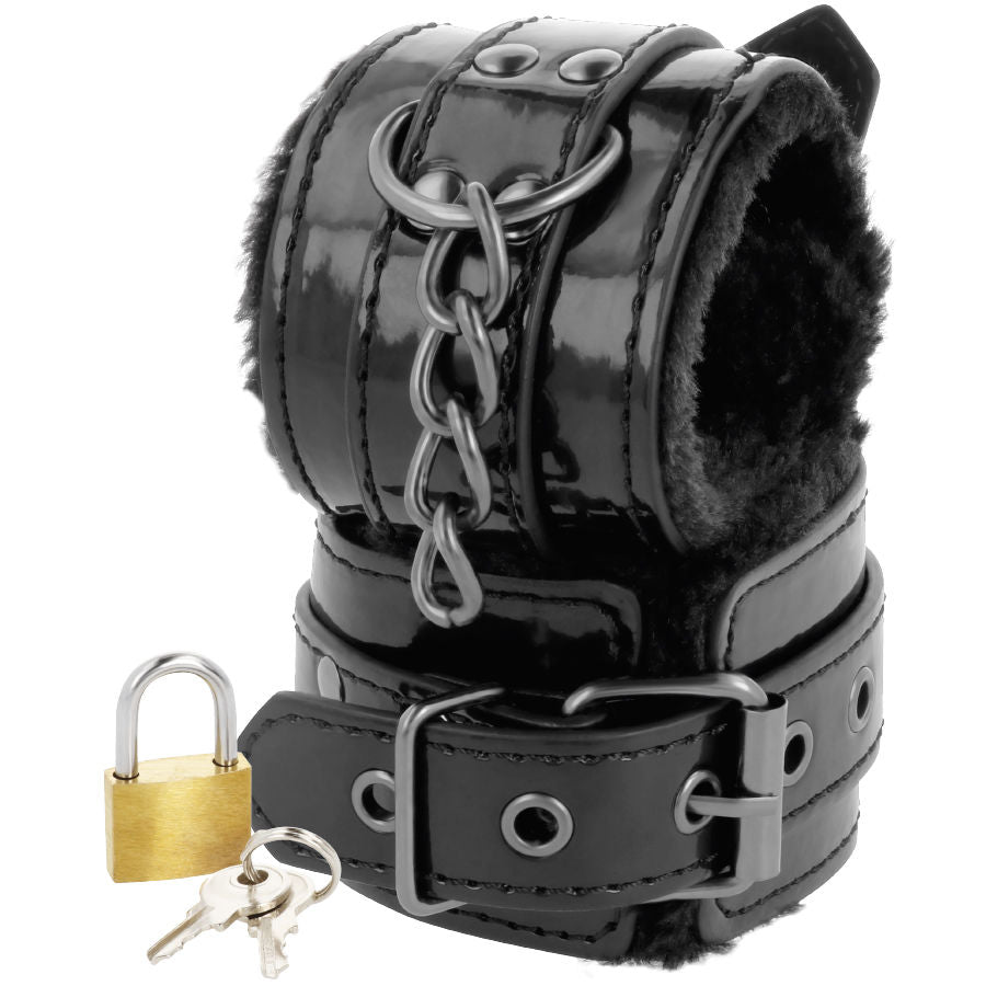 DARKNESS - MANETTE NERE REGOLABILI IN PELLE CON LUCCHETTO – Mogli – foto 2