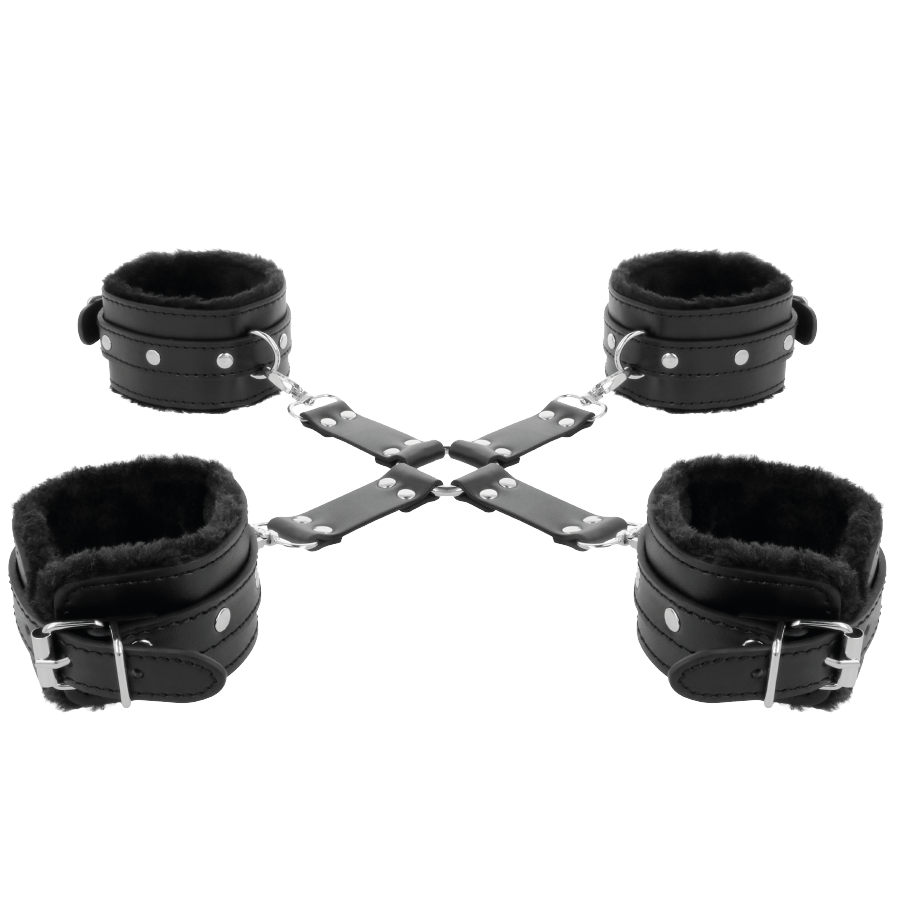 DARKNESS - MANETTE IN PELLE PER PIEDI E MANI NERE – Sistemare le manette – foto 5