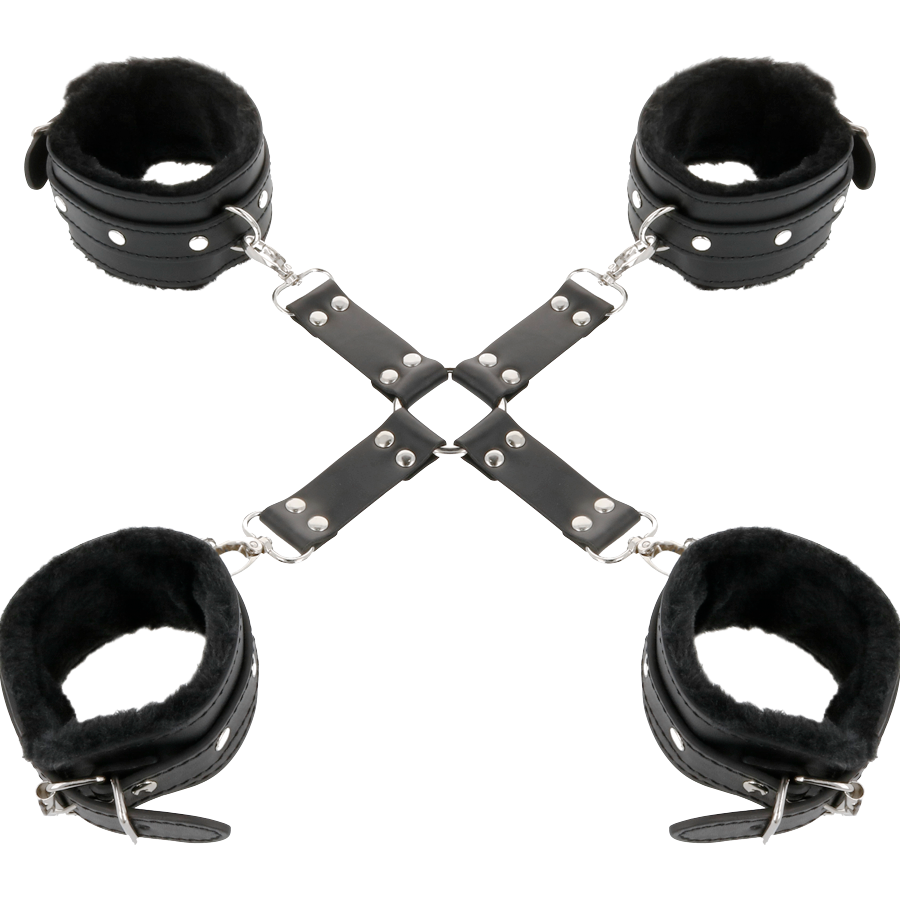 DARKNESS - MANETTE IN PELLE PER PIEDI E MANI NERE – Sistemare le manette – foto 2