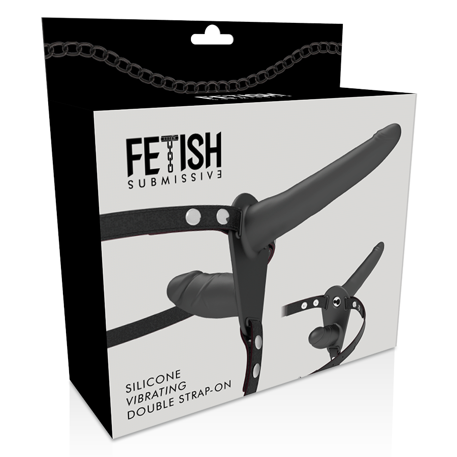 FETISH SUBMISSIVE HARNESS - VIBRATORE NERO A DOPPIA PENETRAZIONE – Doppie imbracature – foto 6