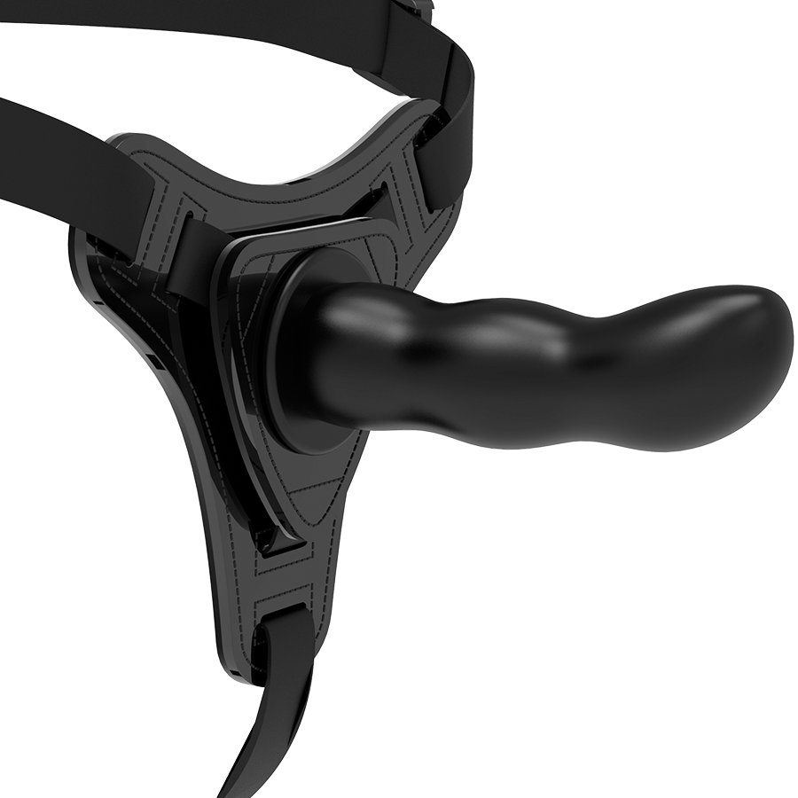 FETISH SUBMISSIVE HARNESS - SILICONE NERO PUNTO G 16 CM – Imbracature senza vibrazioni