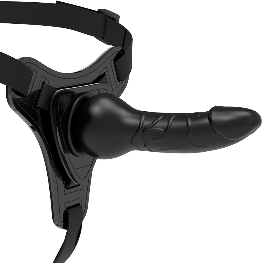 FETISH SUBMISSIVE HARNESS - SILICONE NERO REALISTICO 16 CM – Imbracature senza vibrazioni