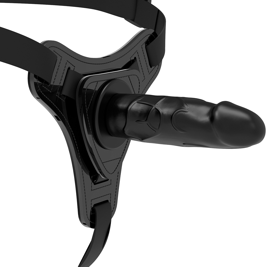FETISH SUBMISSIVE HARNESS - SILICONE NERO REALISTICO 15 CM – Imbracature senza vibrazioni