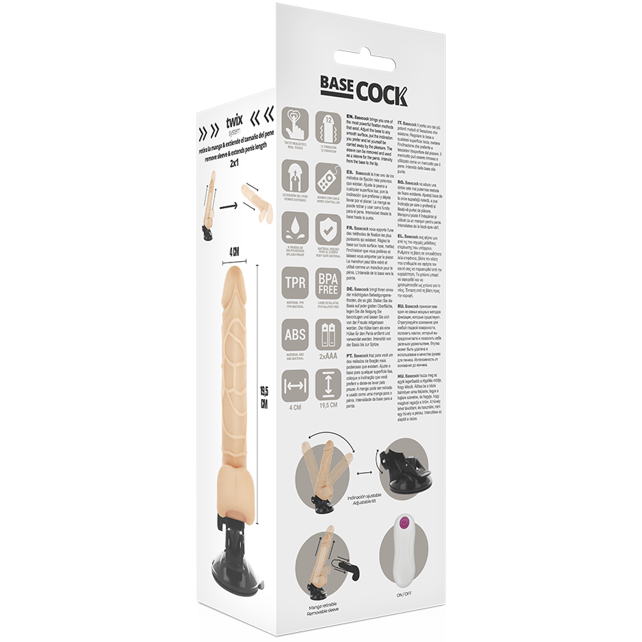 BASECOCK - VIBRATORE REALISTICO TELECOMANDO NATURALE CON TESTICOLI 19.5 CM -O- 4 CM – Telecomando – foto 5