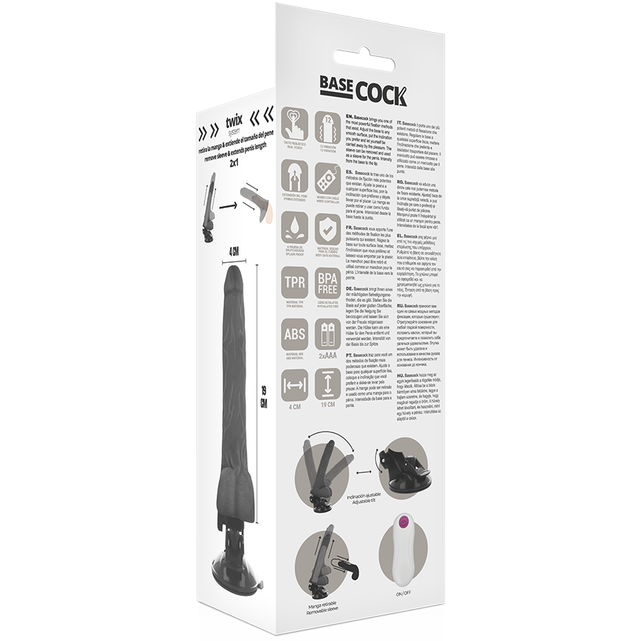 BASECOCK - VIBRATORE REALISTICO TELECOMANDO NERO 19 CM -O- 4 CM – Telecomando – foto 5