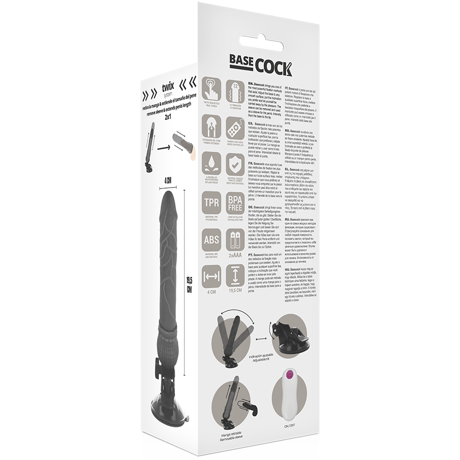 BASECOCK - VIBRATORE REALISTICO TELECOMANDO NERO 19.5 CM -O- 4 CM – Telecomando – foto 5