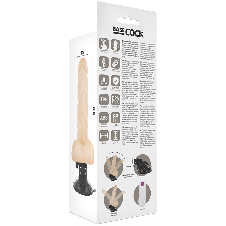 BASECOCK - VIBRATORE ARTICOLABILE TELECOMANDO NATURALE 21 CM -O- 5 CM – Telecomando – foto 5
