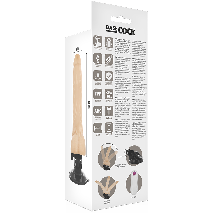 BASECOCK - VIBRATORE ARTICOLABILE TELECOMANDO NATURALE 18.5 CM -O- 4 CM – Telecomando – foto 6