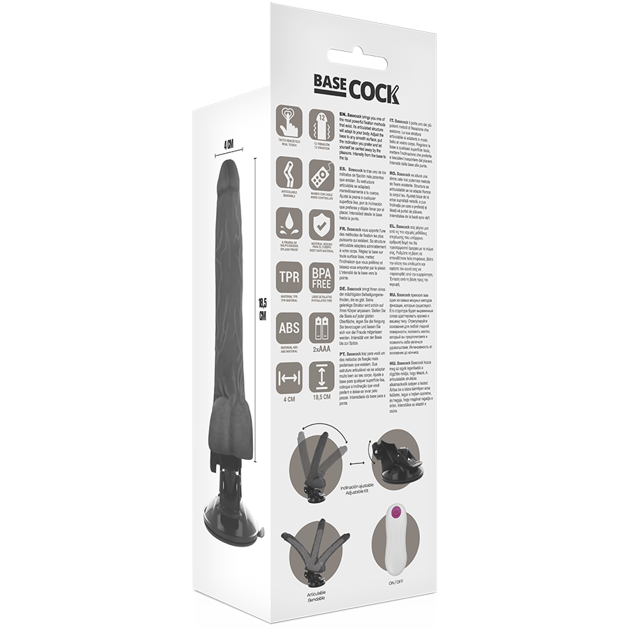 BASECOCK - VIBRATORE ARTICOLABILE TELECOMANDO NERO 18.5 CM -O- 4 CM – Telecomando – foto 6
