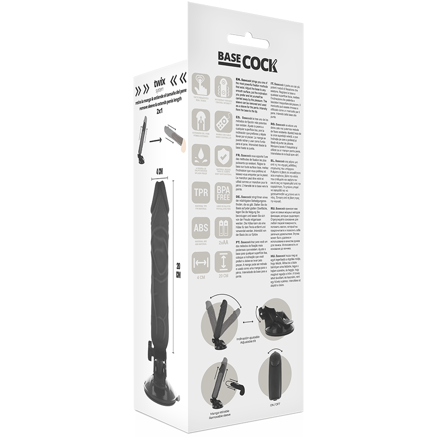 BASECOCK - VIBRATORE REALISTICO TELECOMANDO NERO 20 CM -O- 4 CM – Telecomando – foto 5