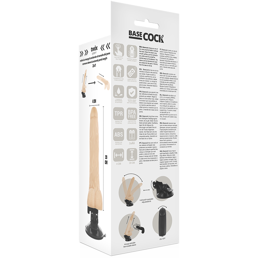 BASECOCK - VIBRATORE TELECOMANDO NATURALE REALISTICO CON TESTICOLI 20 CM -O- 4 CM – Telecomando – foto 5