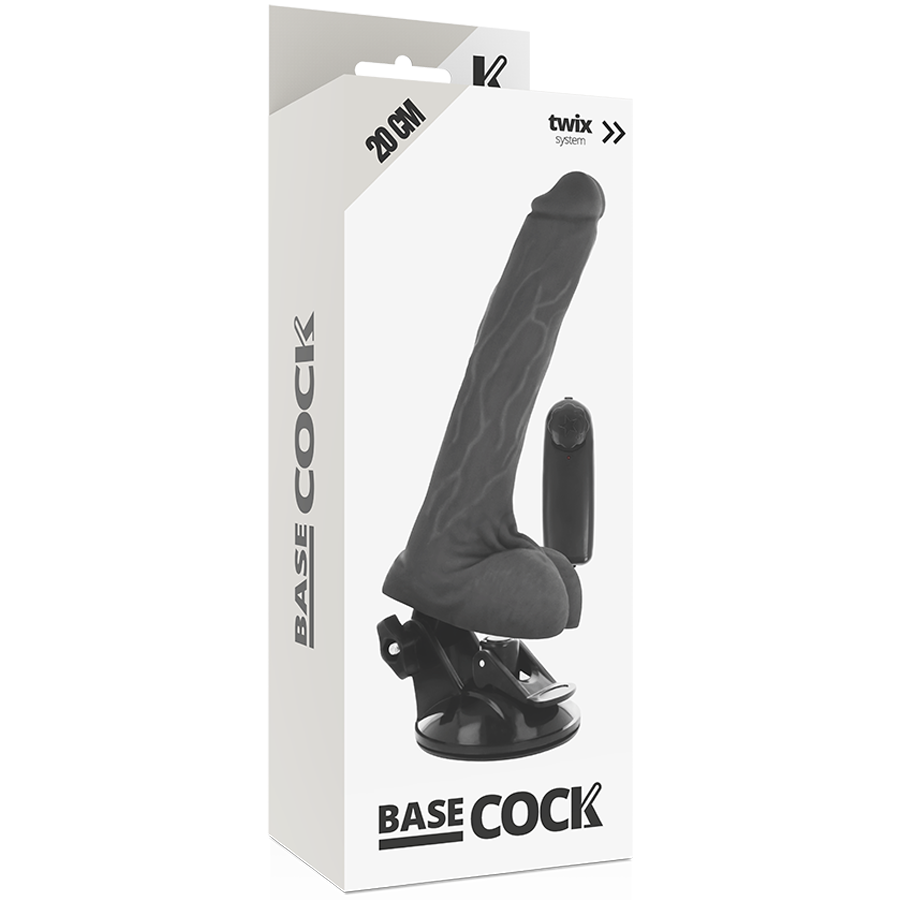 BASECOCK - VIBRATORE REALISTICO TELECOMANDO NERO CON TESTICOLI 20 CM -O- 4 CM – Telecomando – foto 4