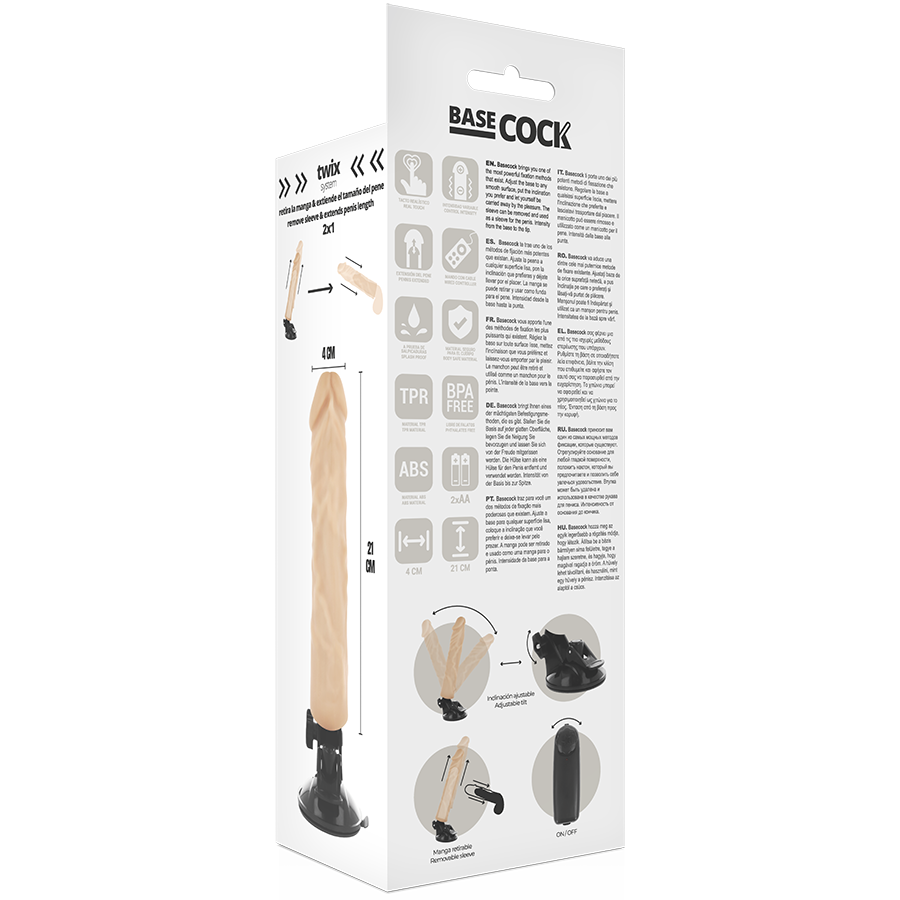 BASECOCK - VIBRATORE REALISTICO TELECOMANDO NATURALE 21 CM -O- 4 CM – Vibratori realistici – foto 5