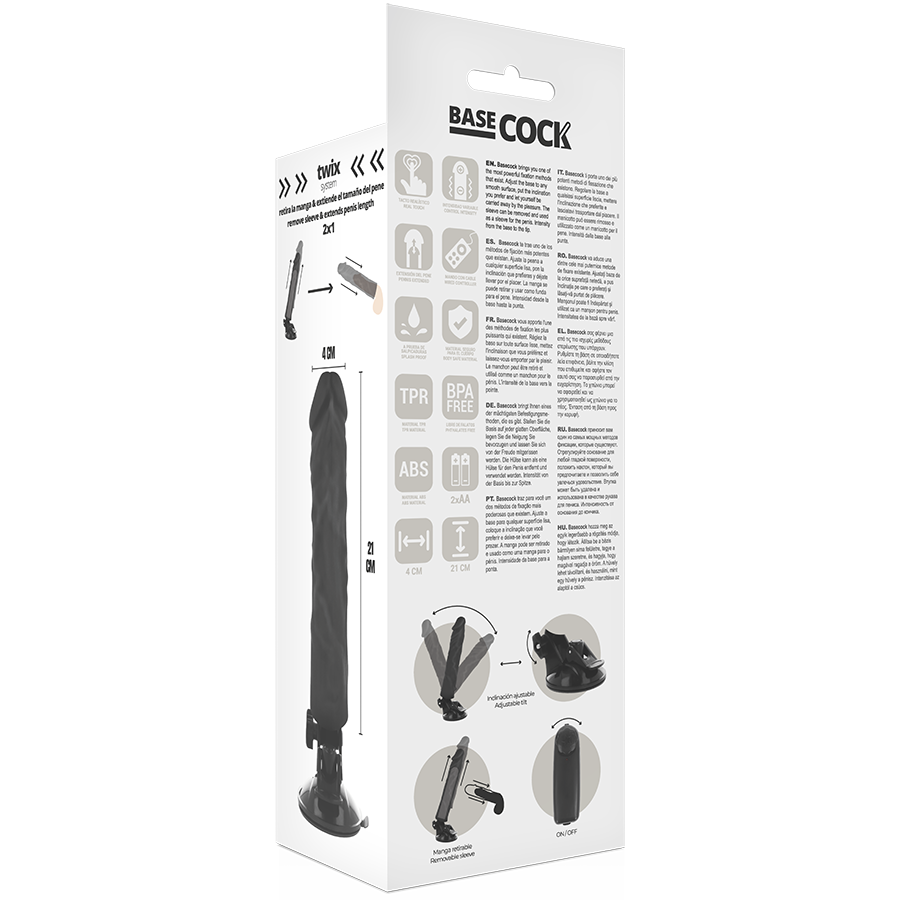 BASECOCK - VIBRATORE REALISTICO TELECOMANDO NERO 21 CM -O- 4 CM – Telecomando – foto 5