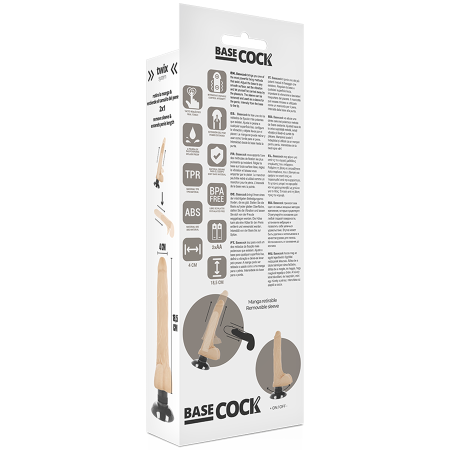 BASECOCK - VIBRATORE REALISTICO 2-1 NATURALE 18.5 CM -O- 4 CM – Vibratori realistici – foto 6
