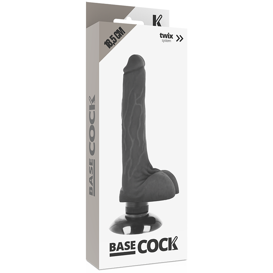 BASECOCK - VIBRATORE REALISTICO BASECOCK 2-1 NERO 18.5 CM -O- 4 CM – Vibratori realistici – foto 5