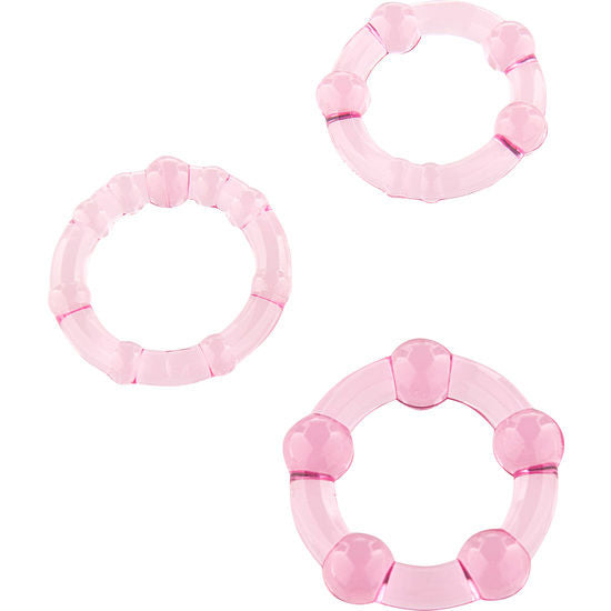 SEVEN CREATIONS - SET DI TRE ANELLI PER PENE ROSA – Accessori per il pene