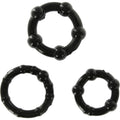 SEVEN CREATIONS - SET DI TRE ANELLI PER PENE NERI – Cockring senza vibrazione