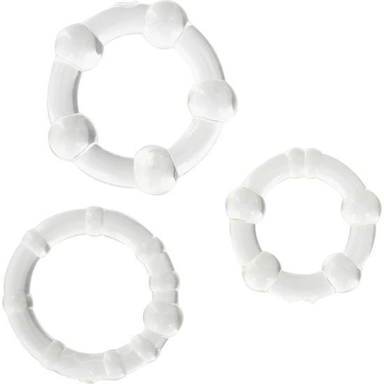SEVEN CREATIONS - SET DI TRE ANELLI PER PENE TRASPARENTI – Accessori per il pene