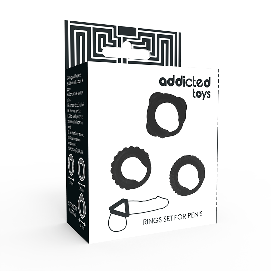 ADDICTED TOYS - SET C-RING NERO – Cockring senza vibrazione – foto 4