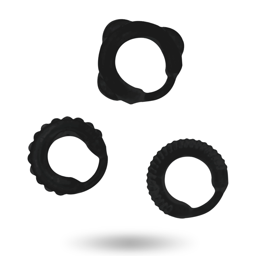 ADDICTED TOYS - SET C-RING NERO – Cockring senza vibrazione