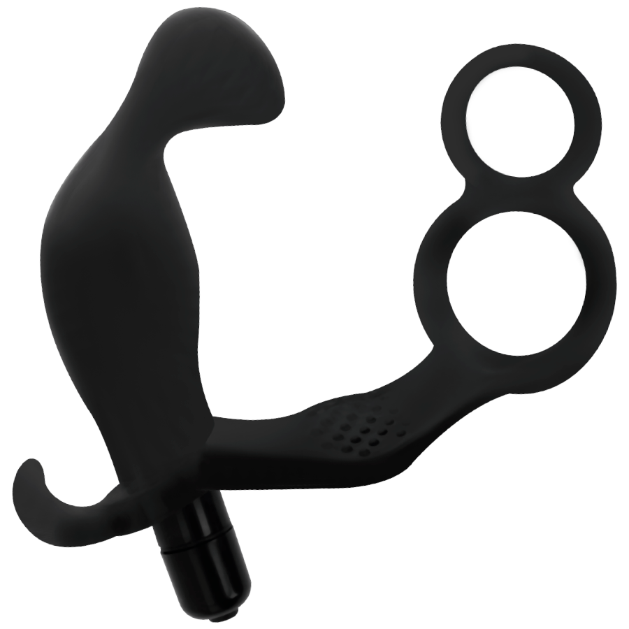 ADDICTED TOYS - PLUG ANALE CON DOPPIO ANELLO PER PENE E TESTICOLI NERI – Tappi anali – foto 3