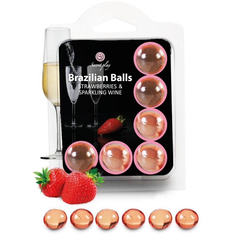 SECRETPLAY - SET 6 PALLINE BRASILIANI FRAGOLE CON CAVA – Palle brasiliane