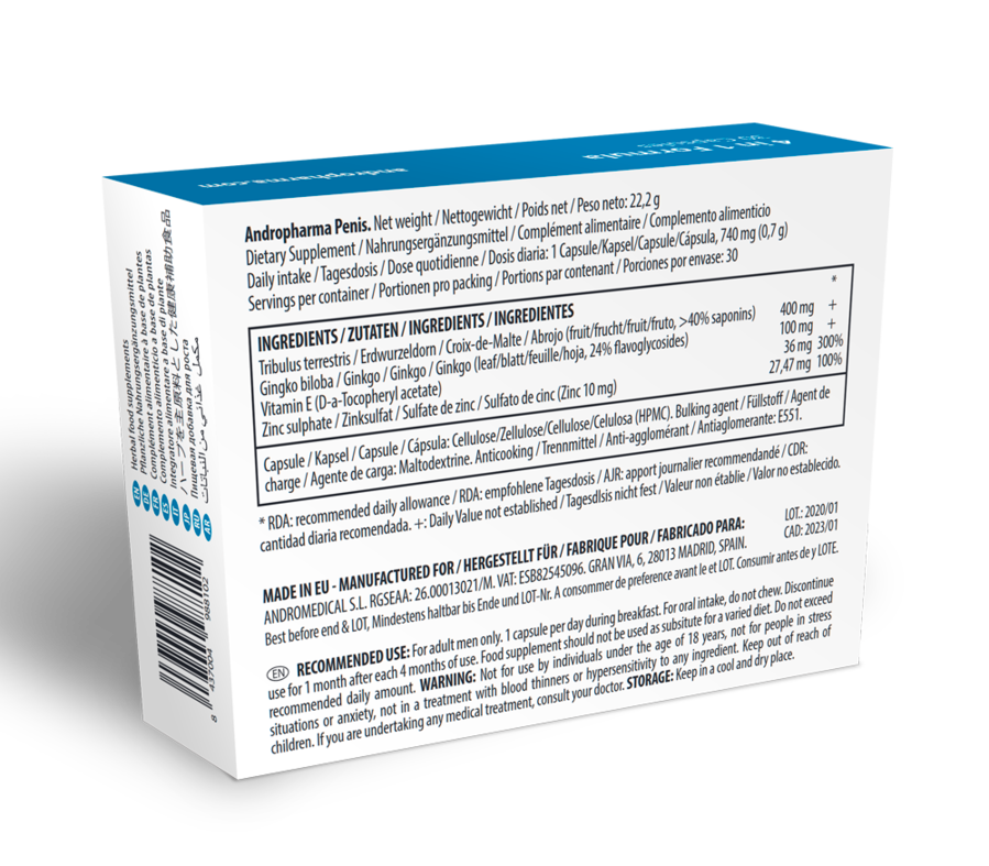 Andropharma Penis – Integratore alimentare a base di erbe per il benessere maschile – Pillole per uomini – foto 2