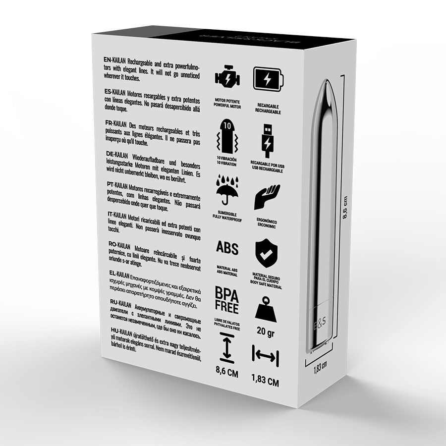 BLACK&SILVER - KAILAN 2 PROIETTILE MAGNETICO VIBRANTE ARGENTO – Mini vibratori – foto 6