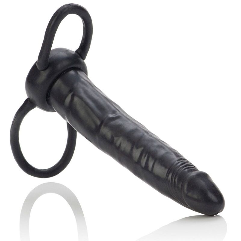 CALEXOTICS - ACCOMMODATOR DOPPIO PENETRATORE NERO – Estensore del pene con imbracatura