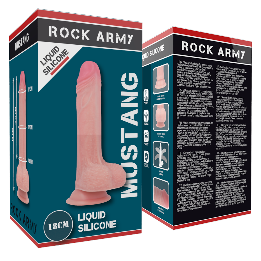 ROCKARMY - LIQUID SILICONE PREMIUM MUSTANG REALISTICO 18 CM -O- 4.14 CM – Peni realistici – foto 7