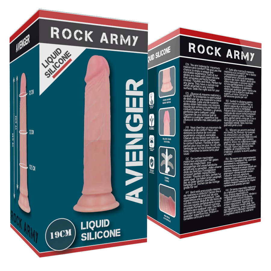 ROCKARMY - LIQUID SILICONE PREMIUM AVENGER REALISTICO 19 CM -O- 3.98 CM – Peni realistici – foto 6
