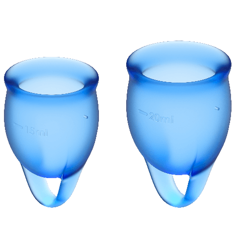 SATISFYER - FEEL CONFIDENT COPPA MESTRUALE BLU SCURO 15 + 20 ML – Coppa vaginale