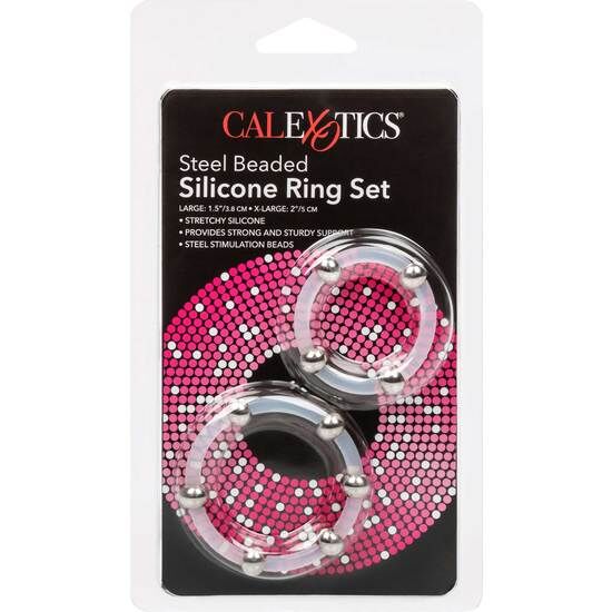 CALEXOTICS - SET DI ANELLI IN SILICONE CON PERLINE IN ACCIAIO – Cockring senza vibrazione – foto 3