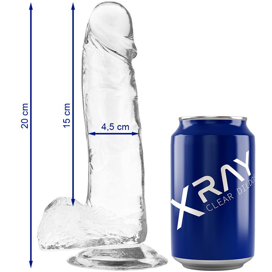 X RAY - CAZZO TRASPARENTE CON SFERE 20 CM -O- 4.5 CM – Peni realistici