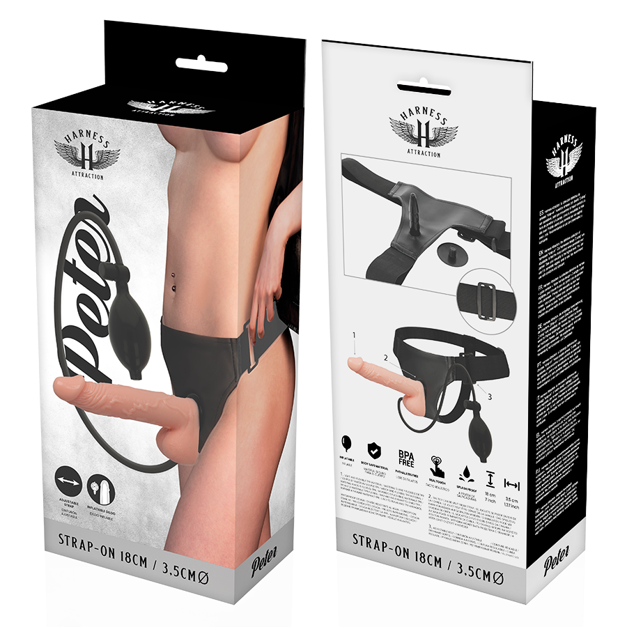HARNESS ATTRACTION - RNES PETER CON PENE GONFIABILE 18 CM -O- 3.5 CM – Imbracature senza vibrazioni – foto 7